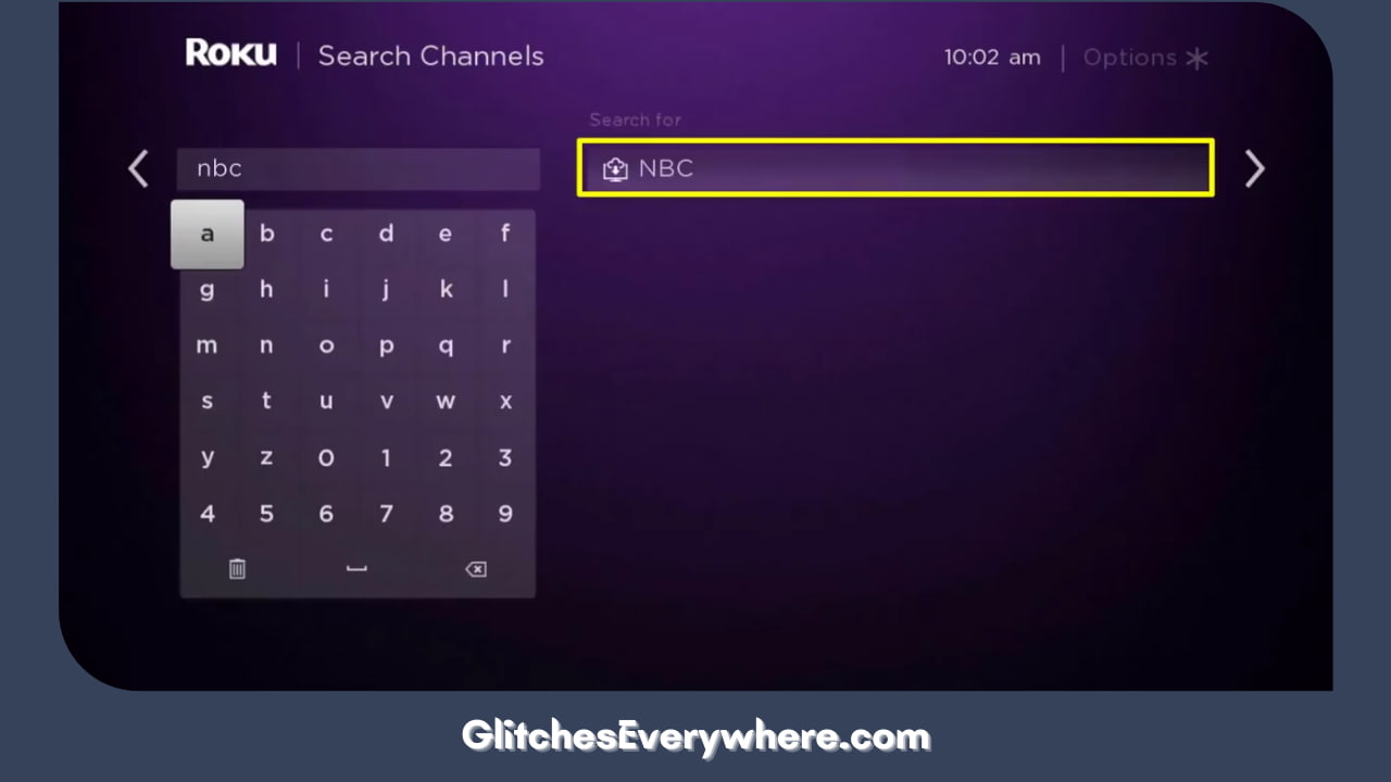 Select It And Use The On Screen Keyboard To Type Nbc