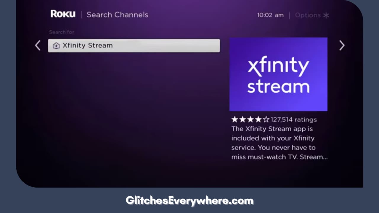 Type In Xfinity In The Tab And Hit Search