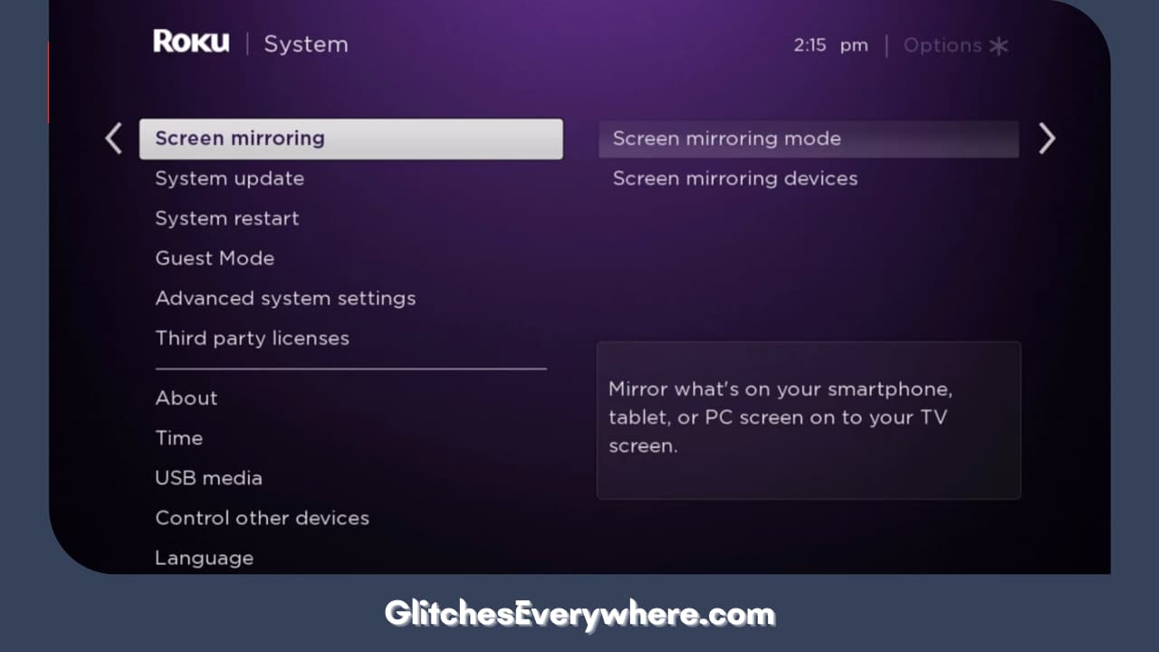 Navigate The Screen, Locate And Choose Screen Mirroring